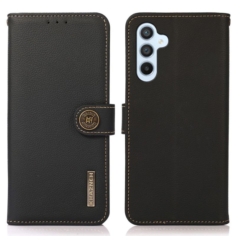 Capa Folio Para Samsung Galaxy A34 5G Khazneh Rfid Couro Genuíno