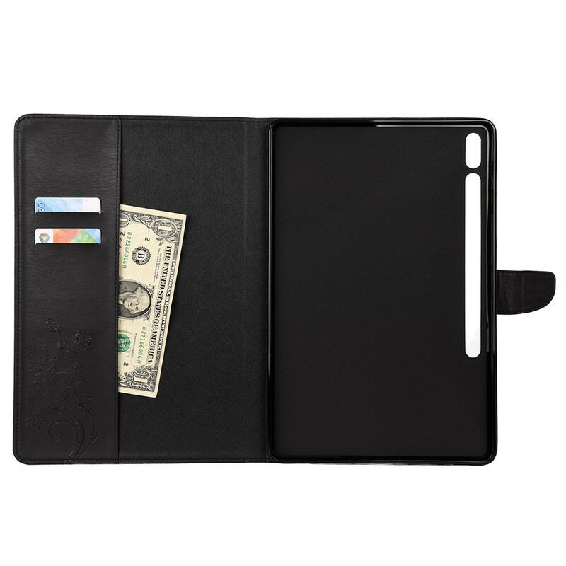 Capa Folio Para Samsung Galaxy Tab S8 Plus / Tab S7 Plus Borboletas Florais