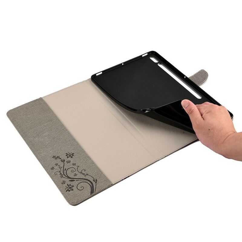 Capa Folio Para Samsung Galaxy Tab S8 Plus / Tab S7 Plus Borboletas Florais