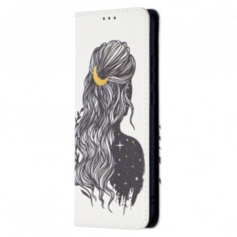 Capa De Celular Para Xiaomi Redmi 9C Flip Cabelo Bonito