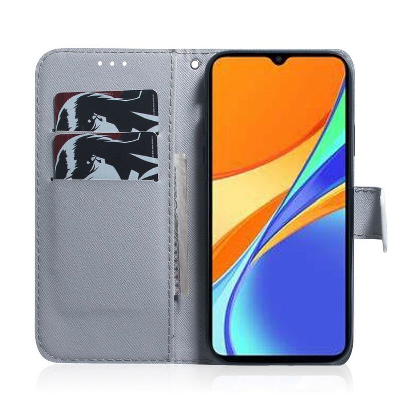 Capa Em Pele Para Xiaomi Redmi 9C Ramo De Árvore Florido