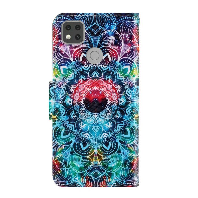 Capa Flip Para Xiaomi Redmi 9C De Cordão Mandala De Tiras Chamativas