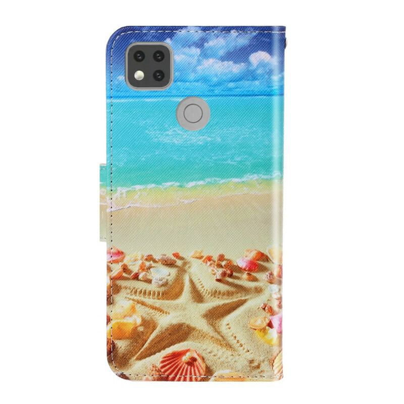Capa Flip Para Xiaomi Redmi 9C De Cordão Praia Da Corda