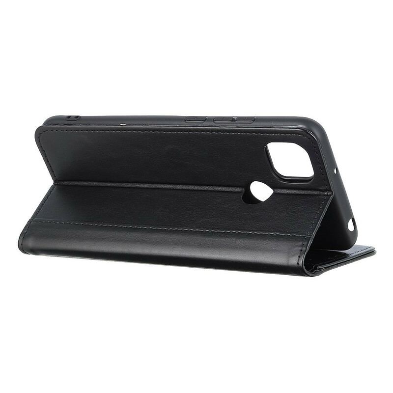 Capa Flip Para Xiaomi Redmi 9C Versão Couro Rachado