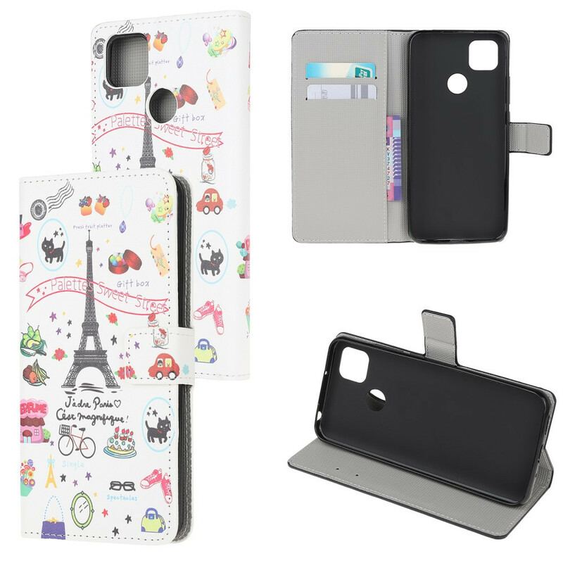 Capa Folio Para Xiaomi Redmi 9C Eu Amo Paris
