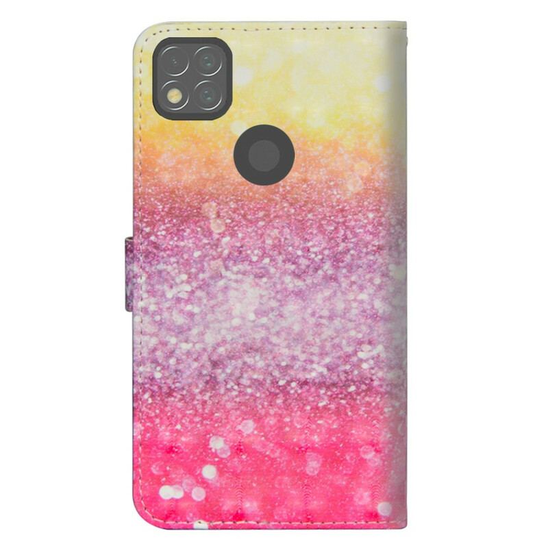 Capa Folio Para Xiaomi Redmi 9C Gradiente Glitter Magenta