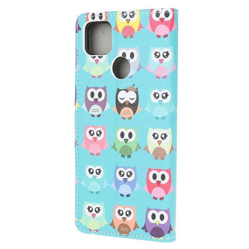 Capa Folio Para Xiaomi Redmi 9C Várias Corujas