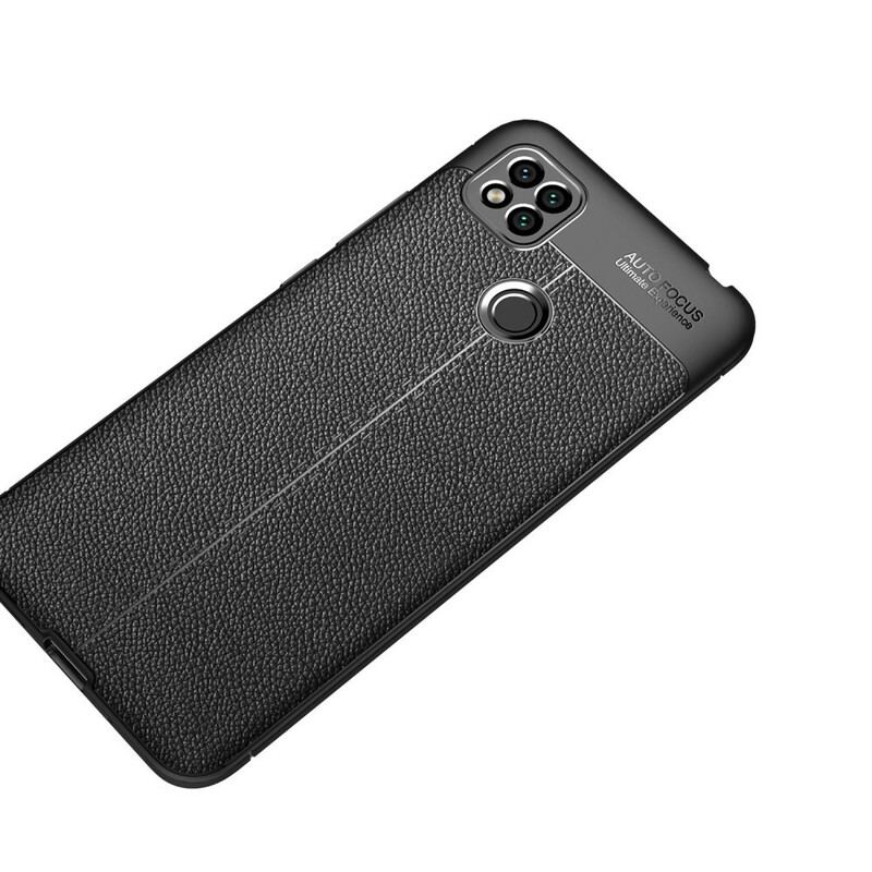 Capa Para Xiaomi Redmi 9C Linha Dupla Efeito Couro Litchi