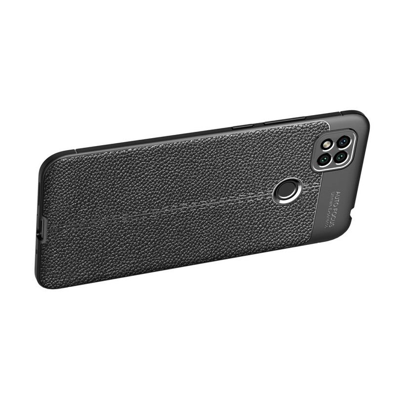 Capa Para Xiaomi Redmi 9C Linha Dupla Efeito Couro Litchi