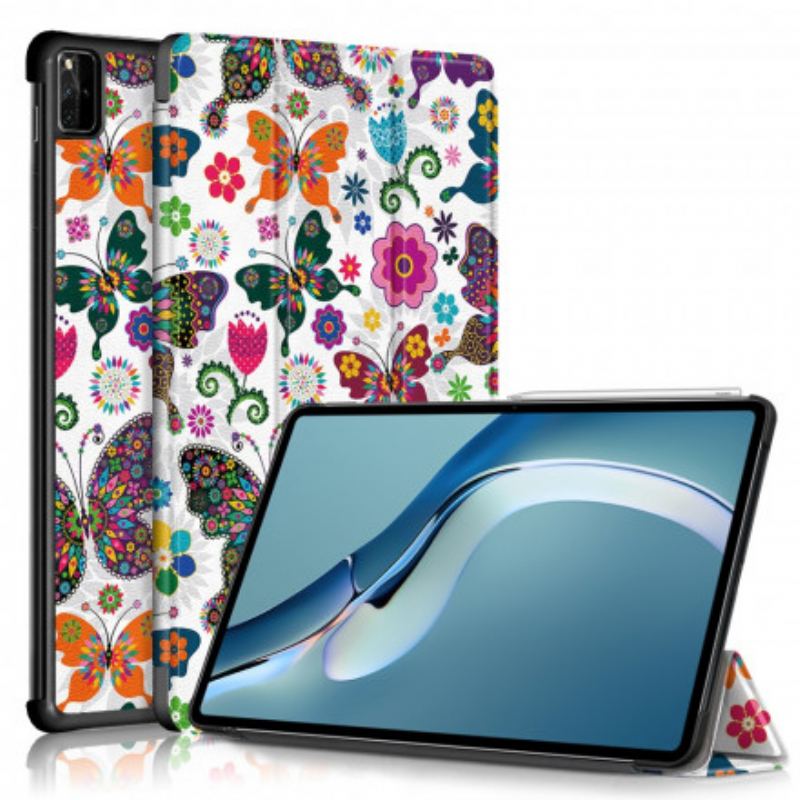 Capa De Celular Para Huawei MatePad Pro 12.6 (2021) Borboletas E Flores Retrô Aprimoradas