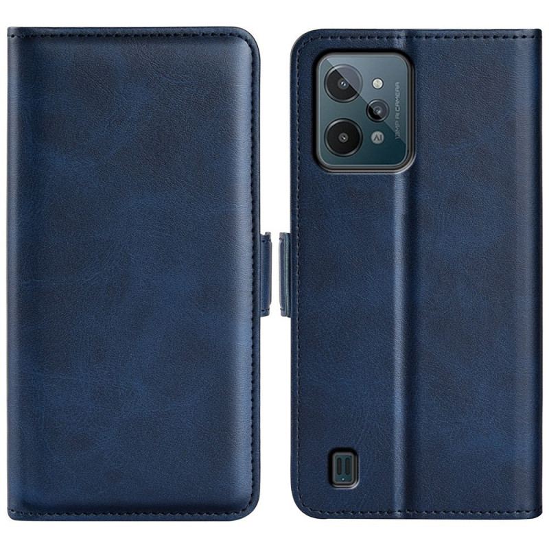 Capa Flip Para Realme C31 Couro Falso Clássico