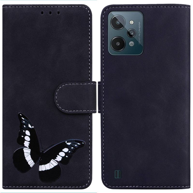Capa Folio Para Realme C31 Borboleta De Couro Falso