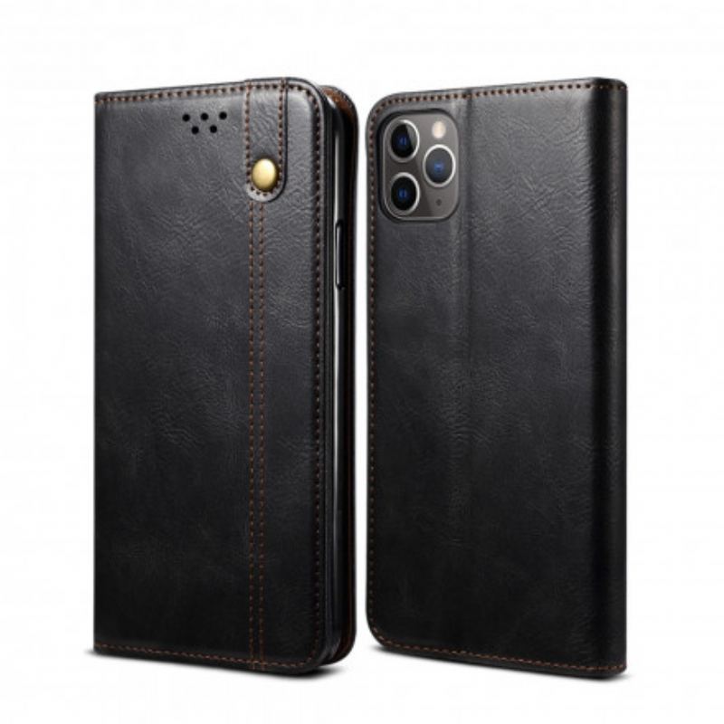 Capa De Celular Para iPhone 11 Pro Max Flip Couro Sintético Encerado