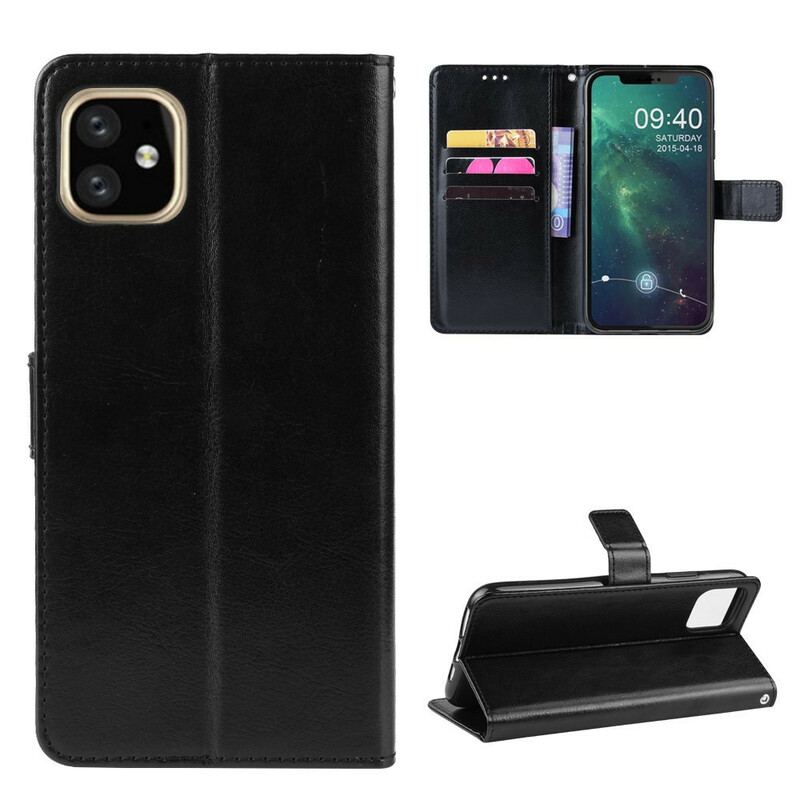 Capa De Couro Para iPhone 11 Pro Max De Cordão Strappy De Cor De Efeito De Couro