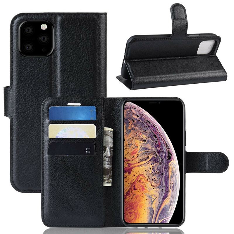 Capa Em Pele Para iPhone 11 Pro Max Efeito Couro Lichia Premium