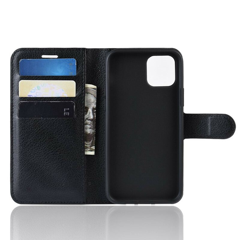 Capa Em Pele Para iPhone 11 Pro Max Efeito Couro Lichia Premium