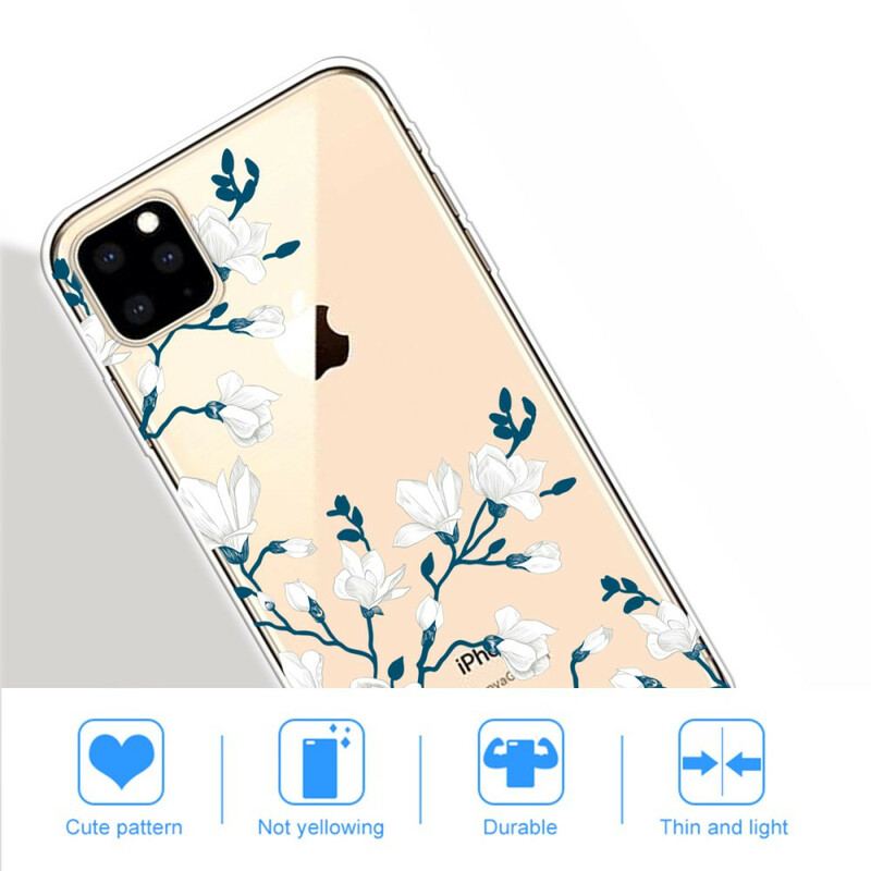Capa Para iPhone 11 Pro Max Flores Brancas