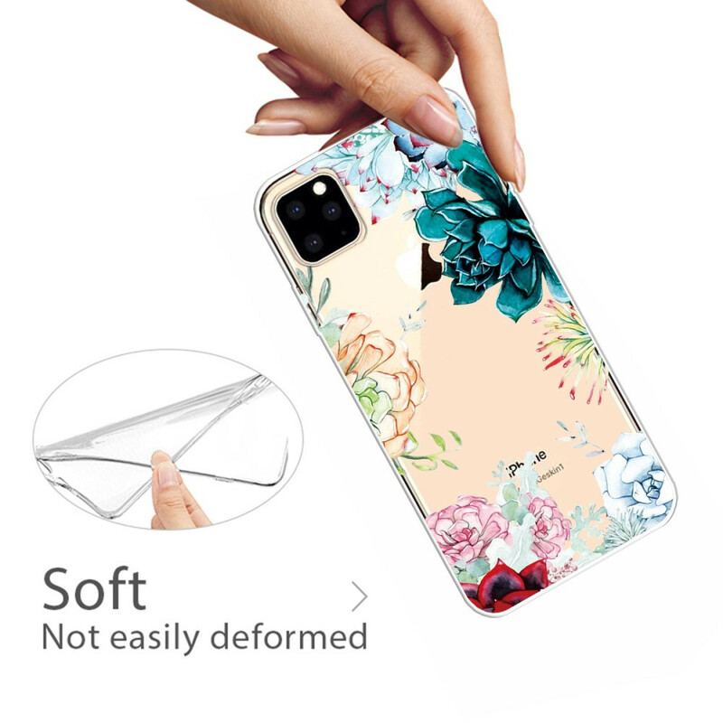 Capa Para iPhone 11 Pro Max Flores Em Aquarela Sem Costura