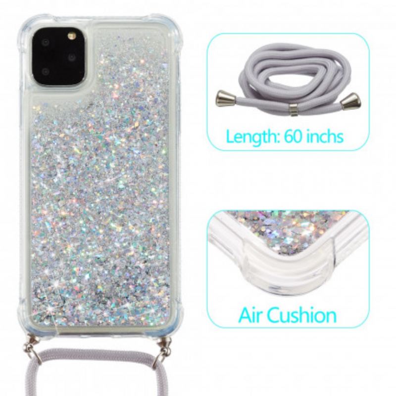 Capa Para iPhone 11 Pro Max Lantejoulas E Cordão