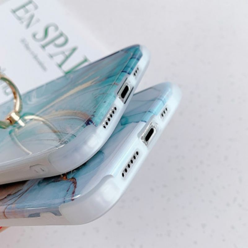 Capa Para iPhone 11 Pro Max Suporte De Anel De Mármore Estilo
