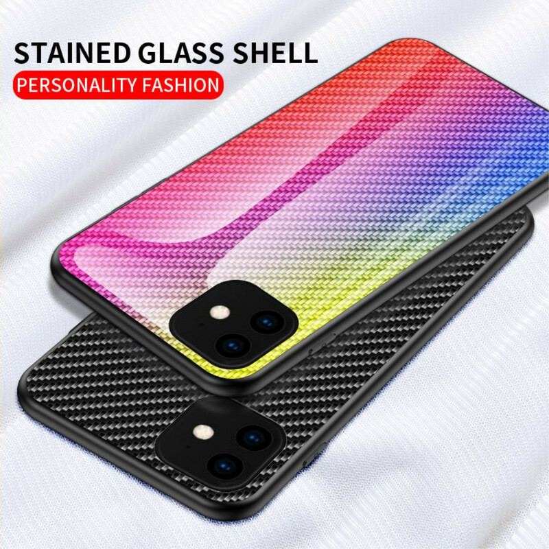 Capa Para iPhone 11 Pro Max Vidro Temperado De Fibra De Carbono