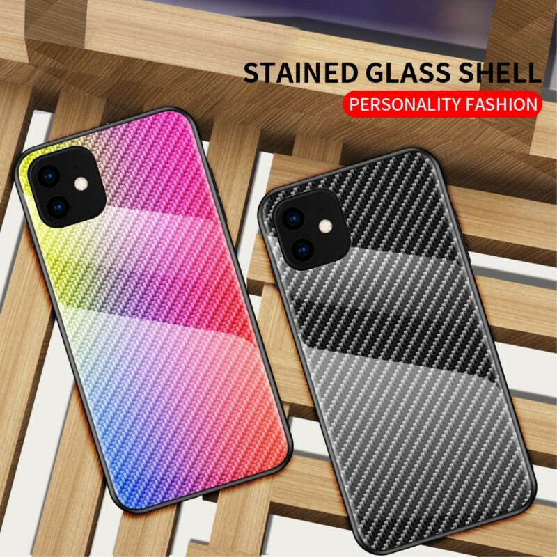 Capa Para iPhone 11 Pro Max Vidro Temperado De Fibra De Carbono