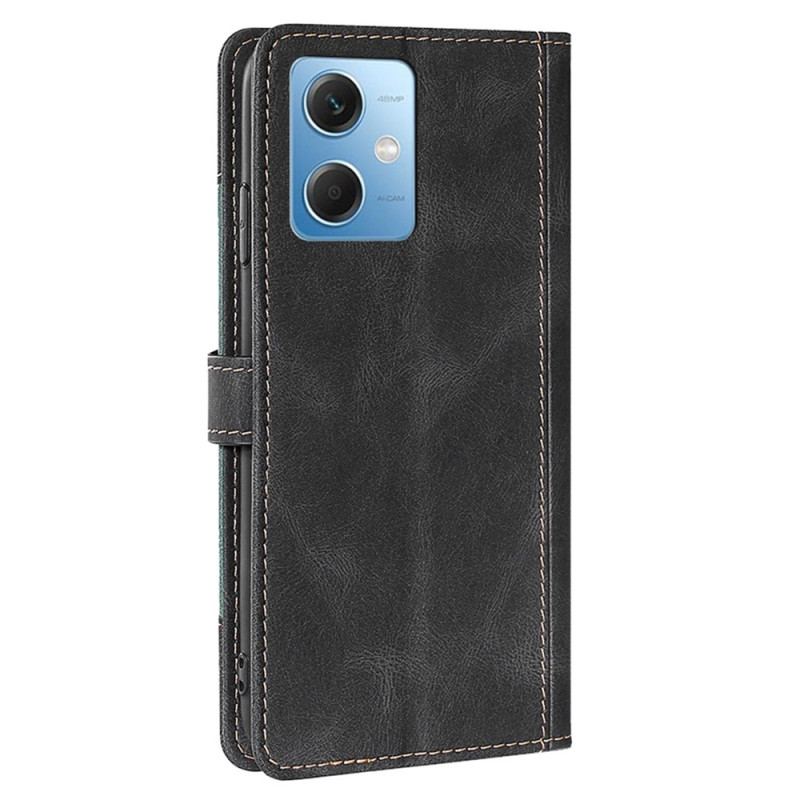 Capa De Couro Para Xiaomi Redmi Note 12 5G Floral Bicolor