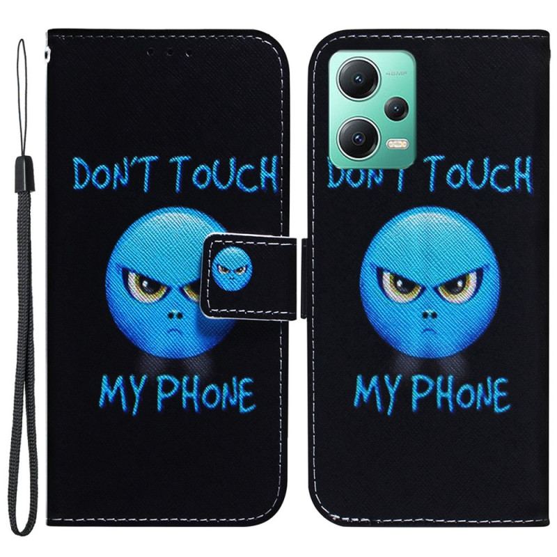 Capa Em Pele Para Xiaomi Redmi Note 12 5G De Cordão Cordão Emoji Telefone