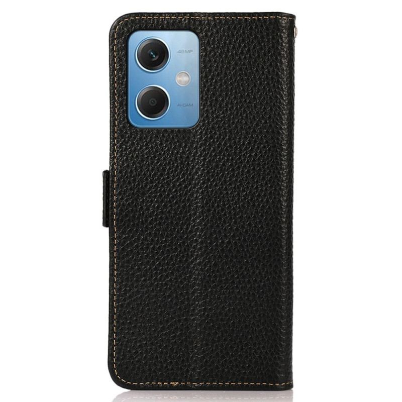 Capa Em Pele Para Xiaomi Redmi Note 12 5G Couro De Lichia Khazneh Rfid