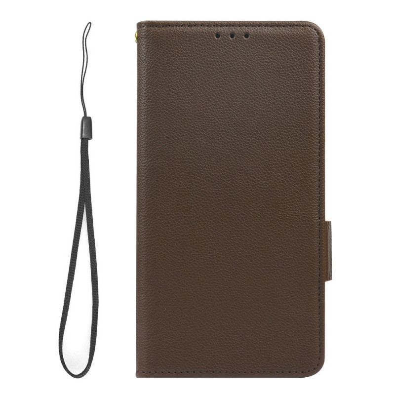 Capa Folio Para Xiaomi Redmi Note 12 5G Estilo Lichia Ultra Fino
