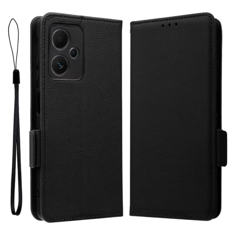 Capa Folio Para Xiaomi Redmi Note 12 5G Estilo Lichia Ultra Fino