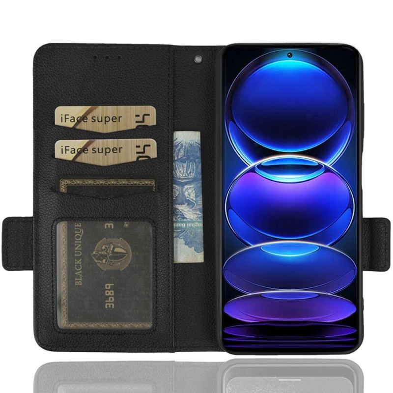 Capa Folio Para Xiaomi Redmi Note 12 5G Estilo Lichia Ultra Fino