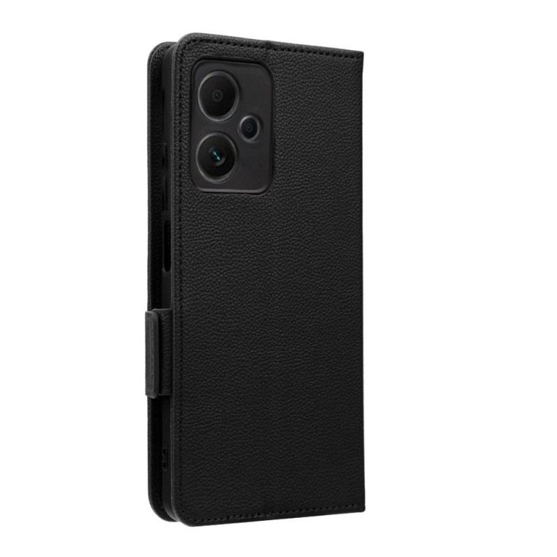 Capa Folio Para Xiaomi Redmi Note 12 5G Estilo Lichia Ultra Fino