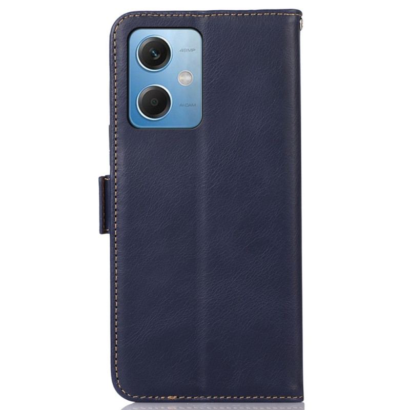 Capa Folio Para Xiaomi Redmi Note 12 5G Função Rfid De Couro Genuíno