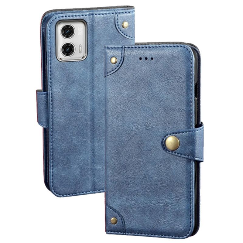 Capa De Couro Para Moto G73 5G Botão Magnético Idewei
