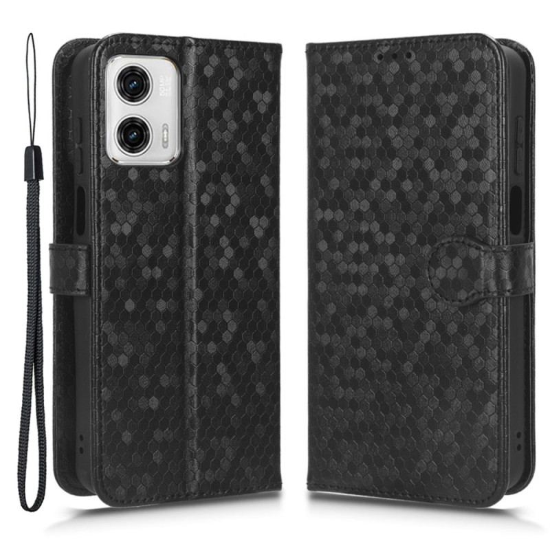 Capa De Couro Para Moto G73 5G De Cordão Design Strappy 3d