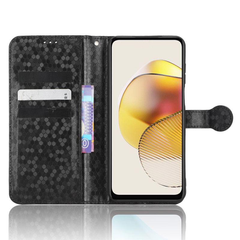 Capa De Couro Para Moto G73 5G De Cordão Design Strappy 3d
