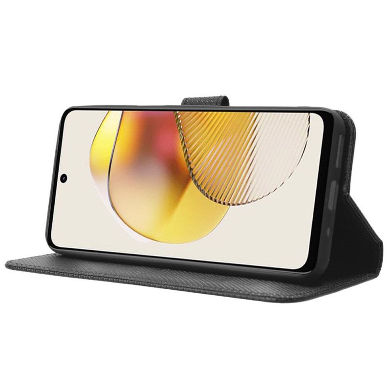 Capa De Couro Para Moto G73 5G De Cordão Couro Falso Estiloso Com Tiras