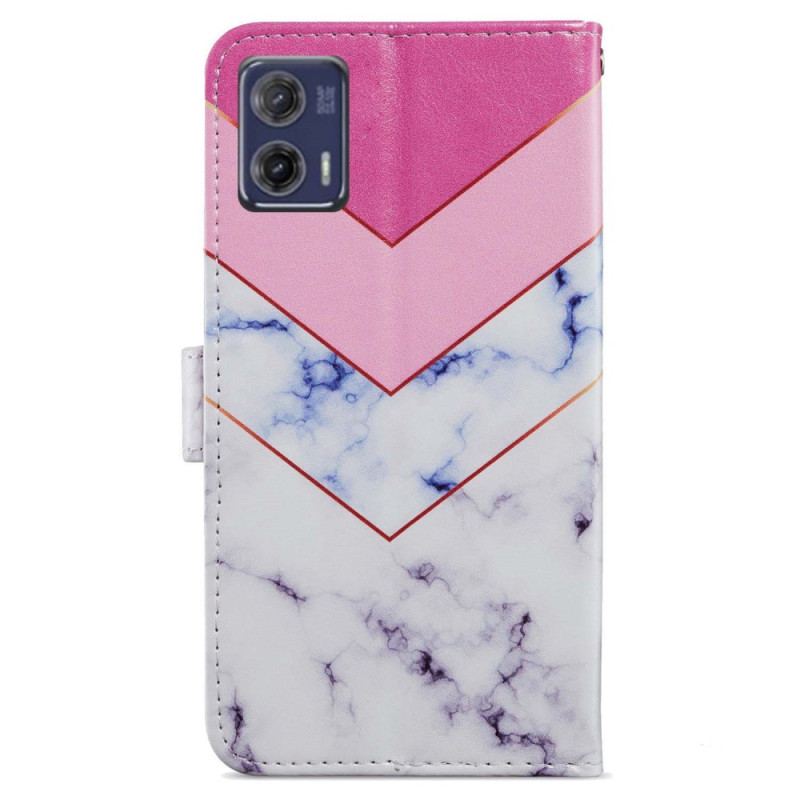 Capa De Couro Para Moto G73 5G De Cordão Variação De Faixa De Mármore