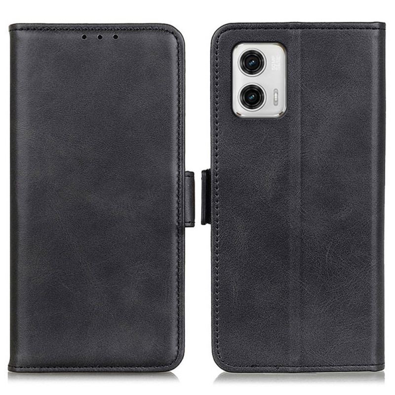 Capa De Couro Para Moto G73 5G Fecho Duplo