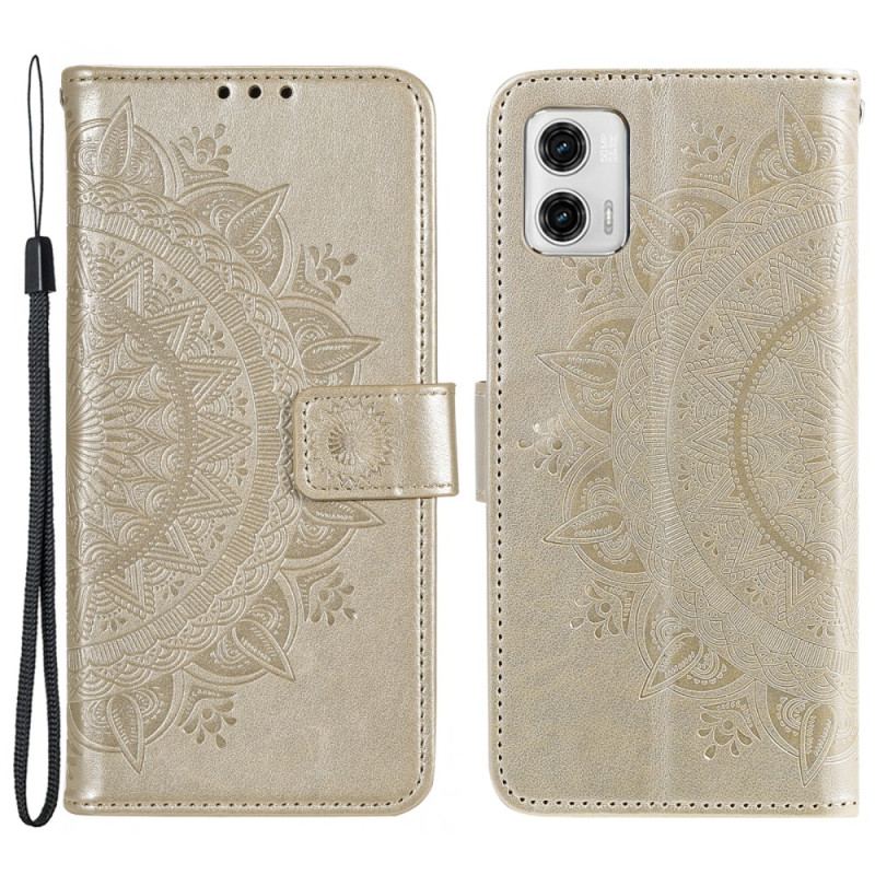 Capa De Couro Para Moto G73 5G Mandala Do Sol