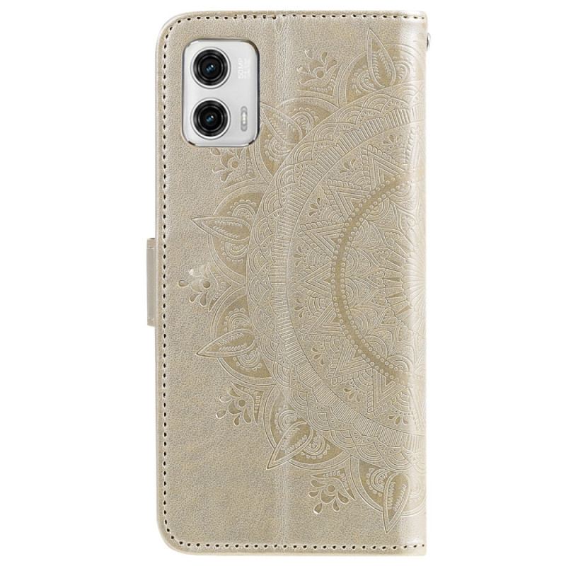 Capa De Couro Para Moto G73 5G Mandala Do Sol