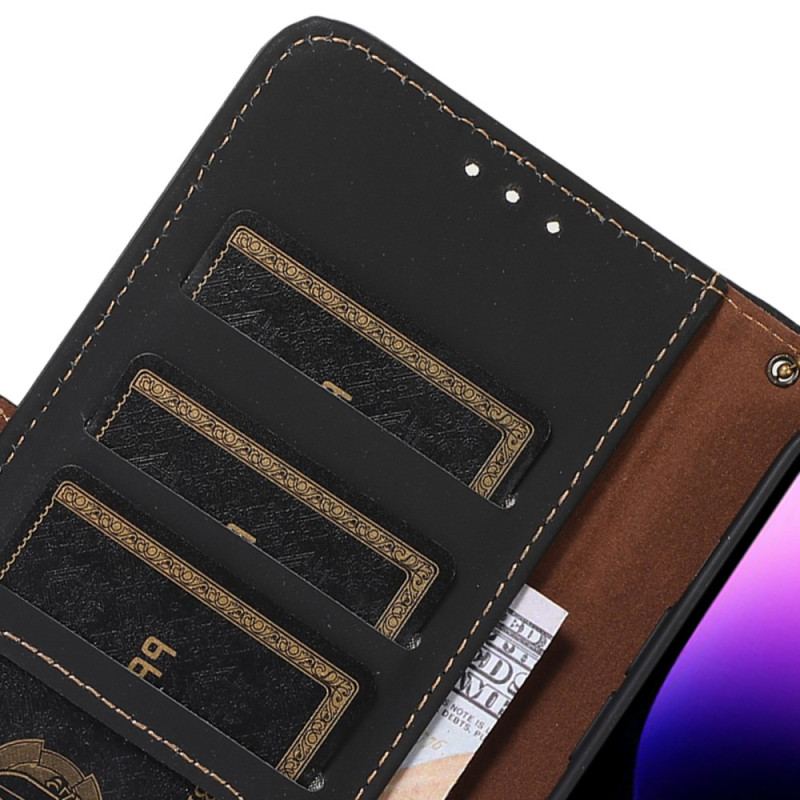 Capa De Couro Para Moto G73 5G Rfid De Couro Genuíno