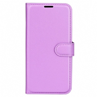 Capa Flip Para Moto G73 5G Clássico Efeito Couro Lichia