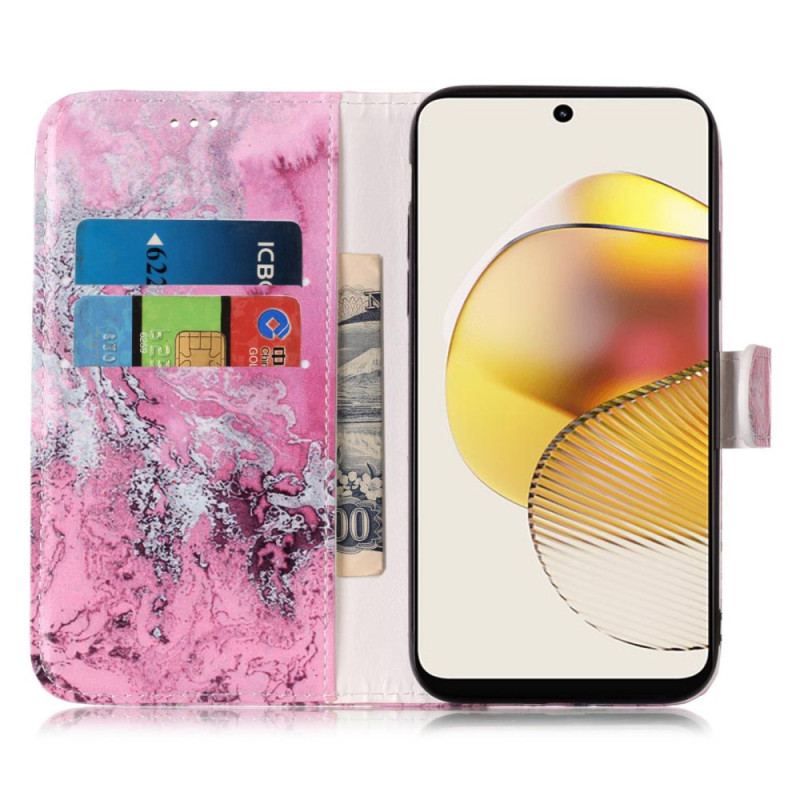 Capa Flip Para Moto G73 5G De Cordão Borboletas Azuis Em Strap Flight