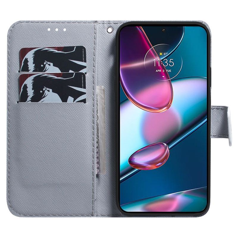 Capa Flip Para Moto G73 5G De Cordão Cão Pug Com Cordão