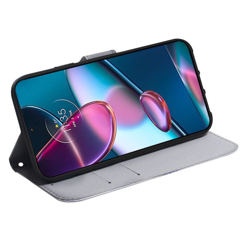 Capa Flip Para Moto G73 5G De Cordão Cão Pug Com Cordão