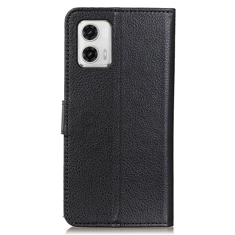 Capa Flip Para Moto G73 5G Couro Falso Tradicional