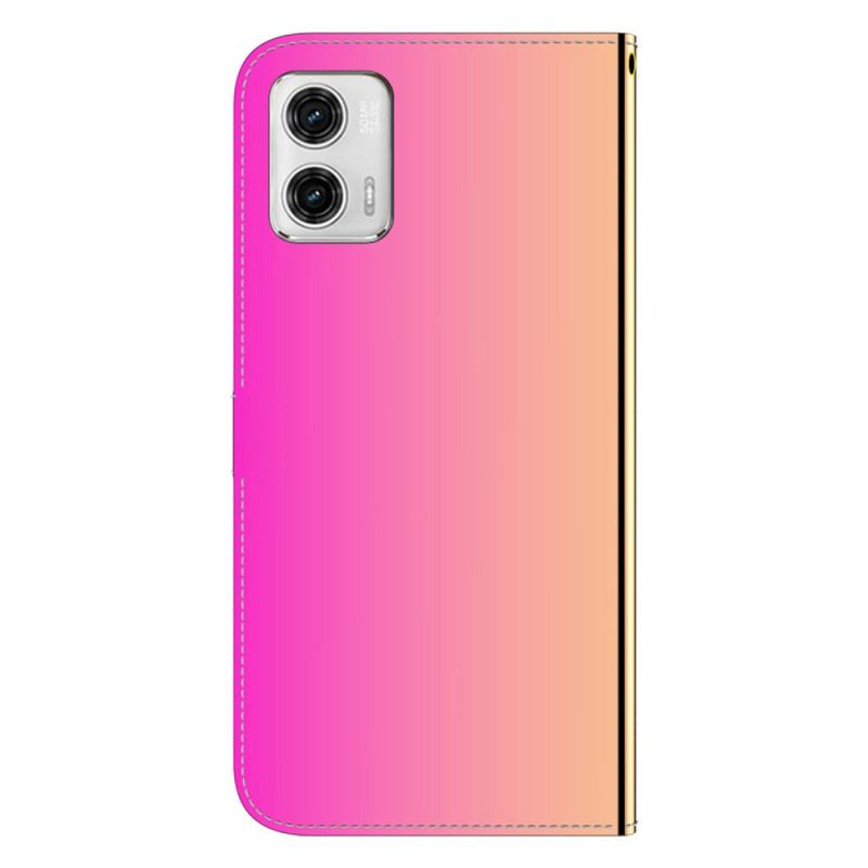 Capa Flip Para Moto G73 5G Espelho Falso De Couro Com Alça