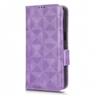 Capa Flip Para Moto G73 5G Triângulos Estampados Com Cordão